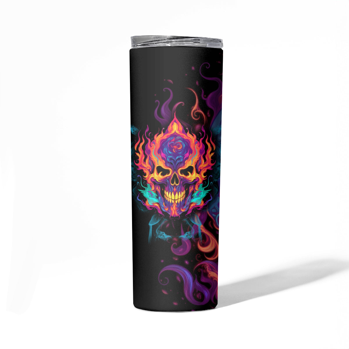 Colorful Fire Skull Skinny Tumbler I'm not rude i just have the balls to say what everyone else is Thingking - Wonder Print Shop