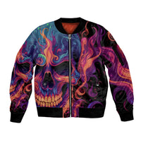 Colorful Fire Skull Sleeve Zip Bomber Jacket I'm not rude i just have the balls to say what everyone else is Thingking - Wonder Print Shop