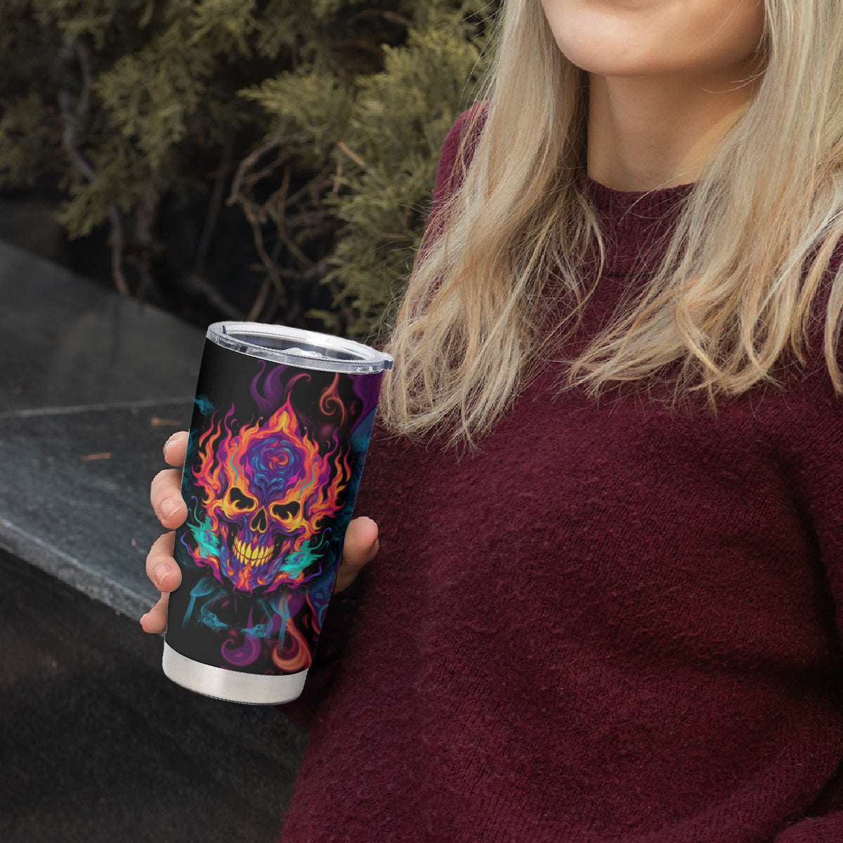 Colorful Fire Skull Tumbler Cup I'm not rude i just have the balls to say what everyone else is Thingking - Wonder Print Shop