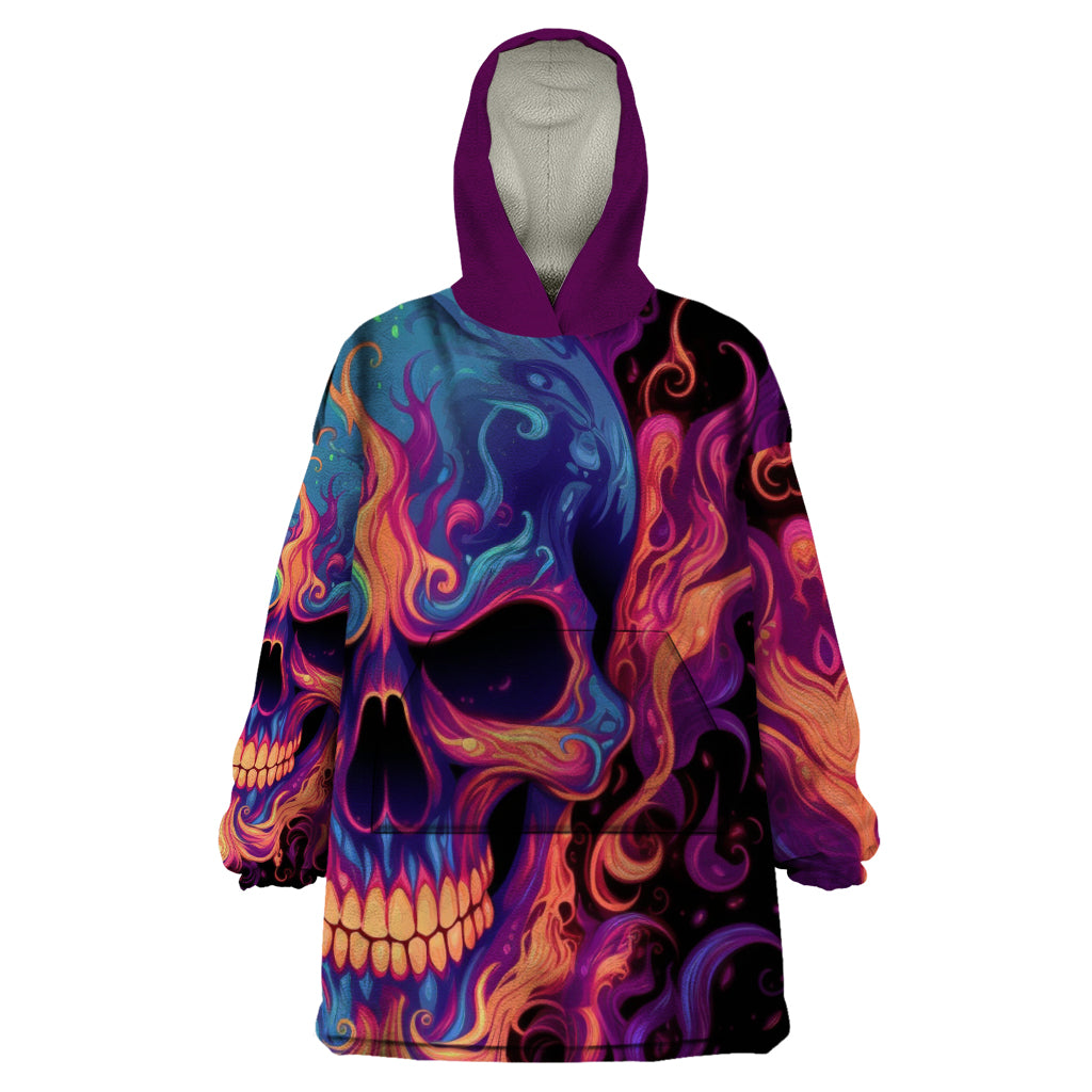 Colorful Fire Skull Wearable Blanket Hoodie I'm not rude i just have the balls to say what everyone else is Thingking - Wonder Print Shop