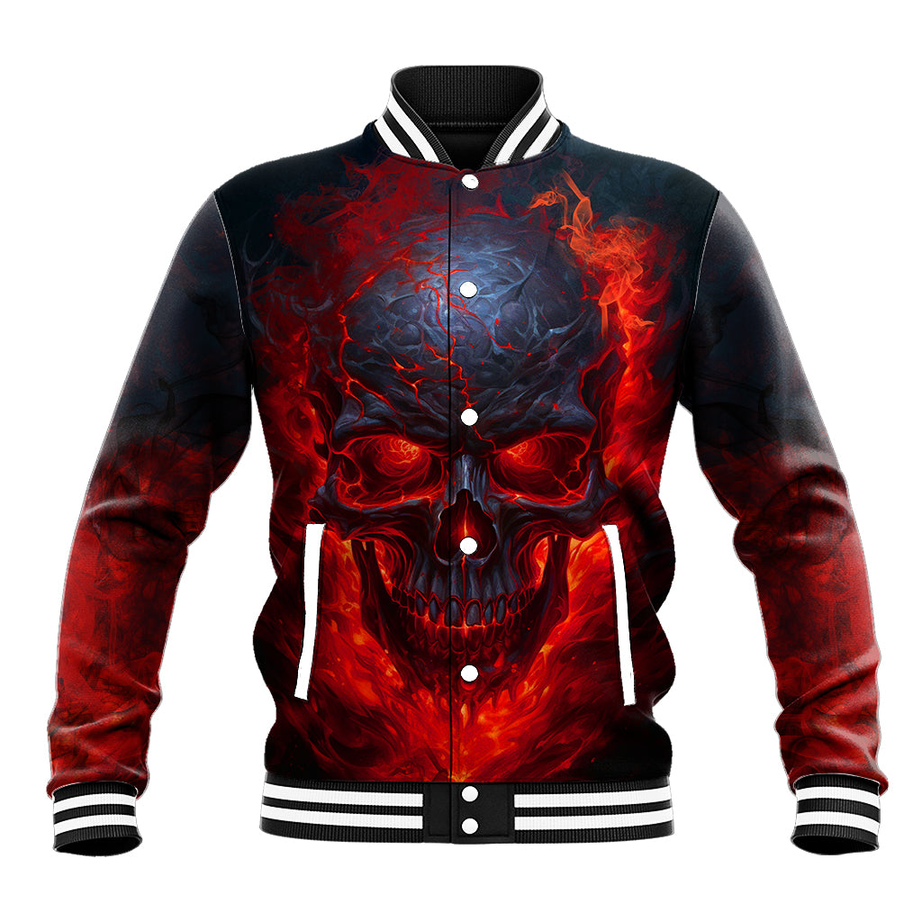 Horror Skull Baseball Jacket If Karma Doesn't Hit You Trust me I Will - Wonder Print Shop