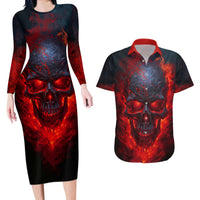 Horror Skull Couples Matching Long Sleeve Bodycon Dress and Hawaiian Shirt If Karma Doesn't Hit You Trust me I Will - Wonder Print Shop