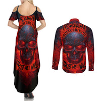 Horror Skull Couples Matching Summer Maxi Dress and Long Sleeve Button Shirts If Karma Doesn't Hit You Trust me I Will - Wonder Print Shop