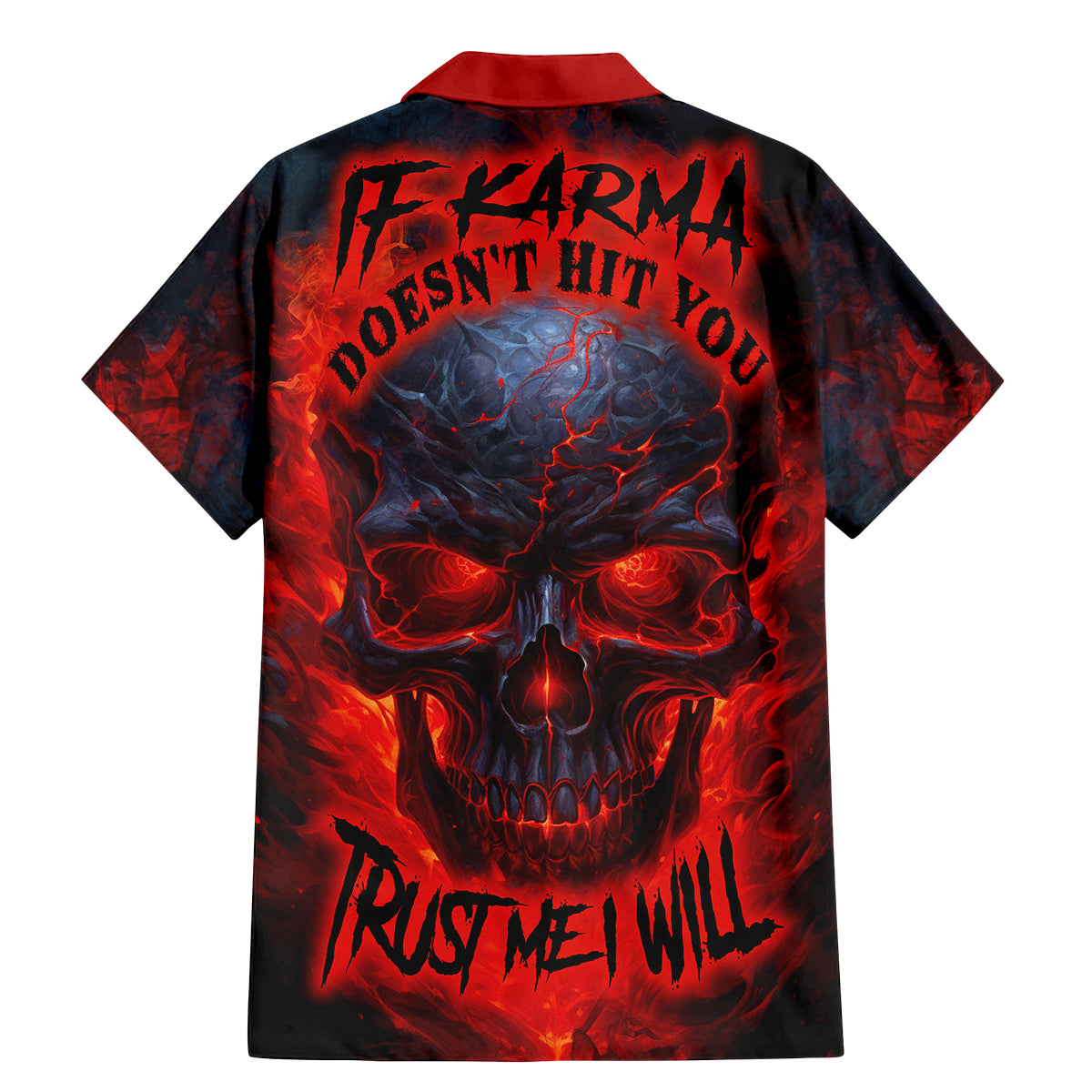 Horror Skull Family Matching Mermaid Dress and Hawaiian Shirt If Karma Doesn't Hit You Trust me I Will - Wonder Print Shop