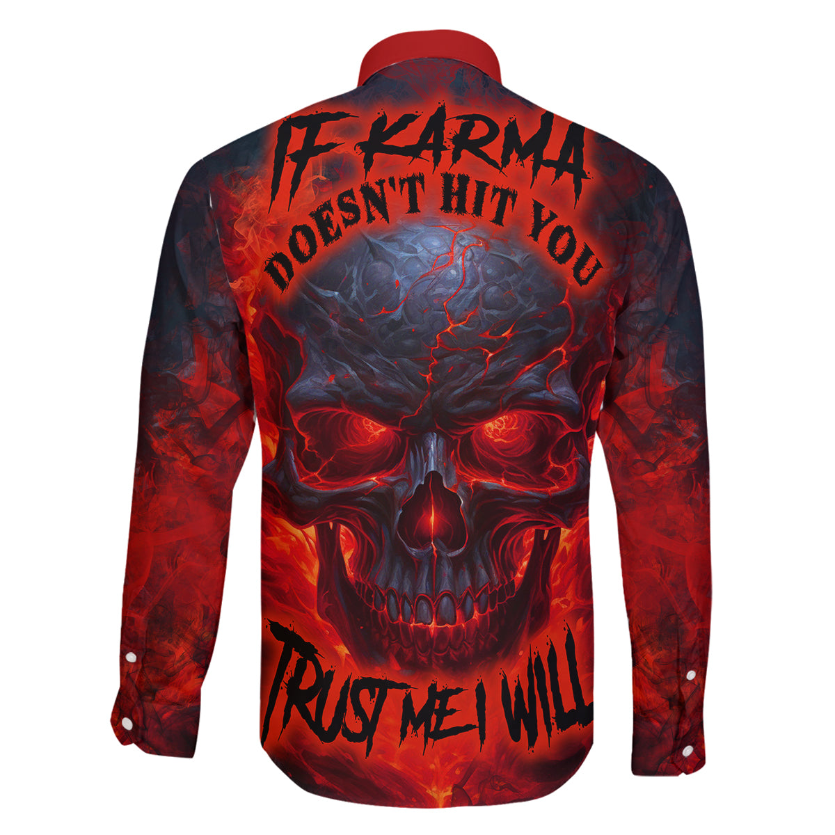 Horror Skull Family Matching Mermaid Dress and Hawaiian Shirt If Karma Doesn't Hit You Trust me I Will - Wonder Print Shop