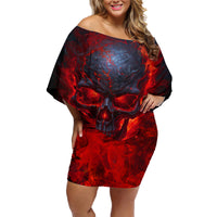 Horror Skull Family Matching Off Shoulder Short Dress and Hawaiian Shirt If Karma Doesn't Hit You Trust me I Will - Wonder Print Shop