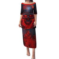 Horror Skull Family Matching Puletasi Dress and Hawaiian Shirt If Karma Doesn't Hit You Trust me I Will - Wonder Print Shop