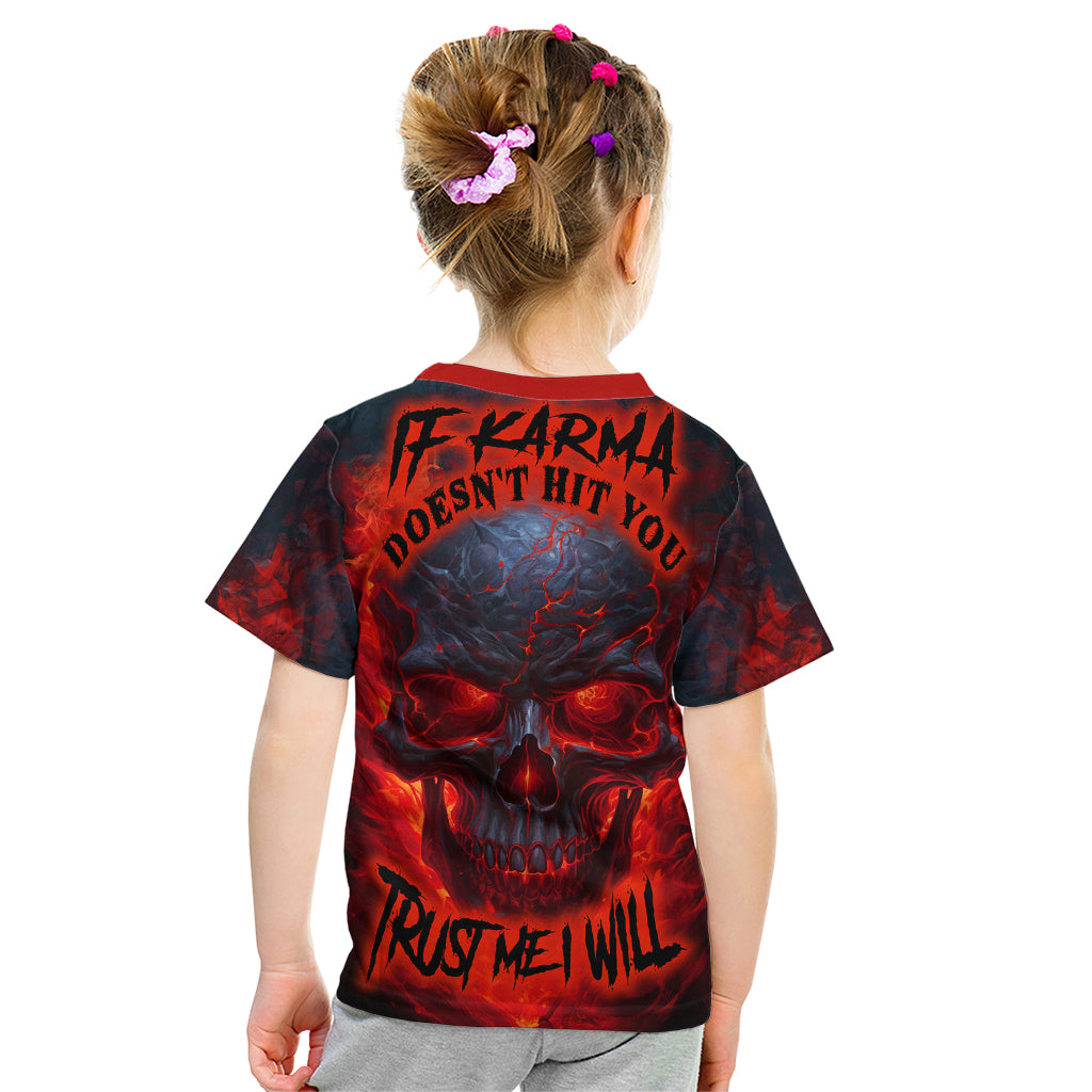 Horror Skull Kid T Shirt If Karma Doesn't Hit You Trust me I Will - Wonder Print Shop