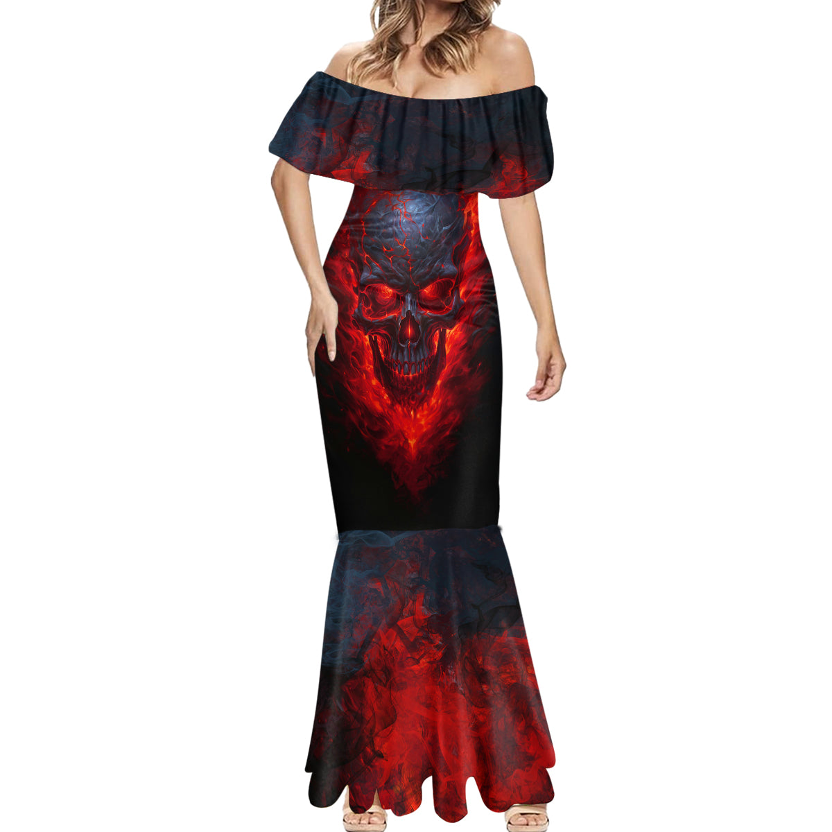 Horror Skull Mermaid Dress If Karma Doesn't Hit You Trust me I Will - Wonder Print Shop