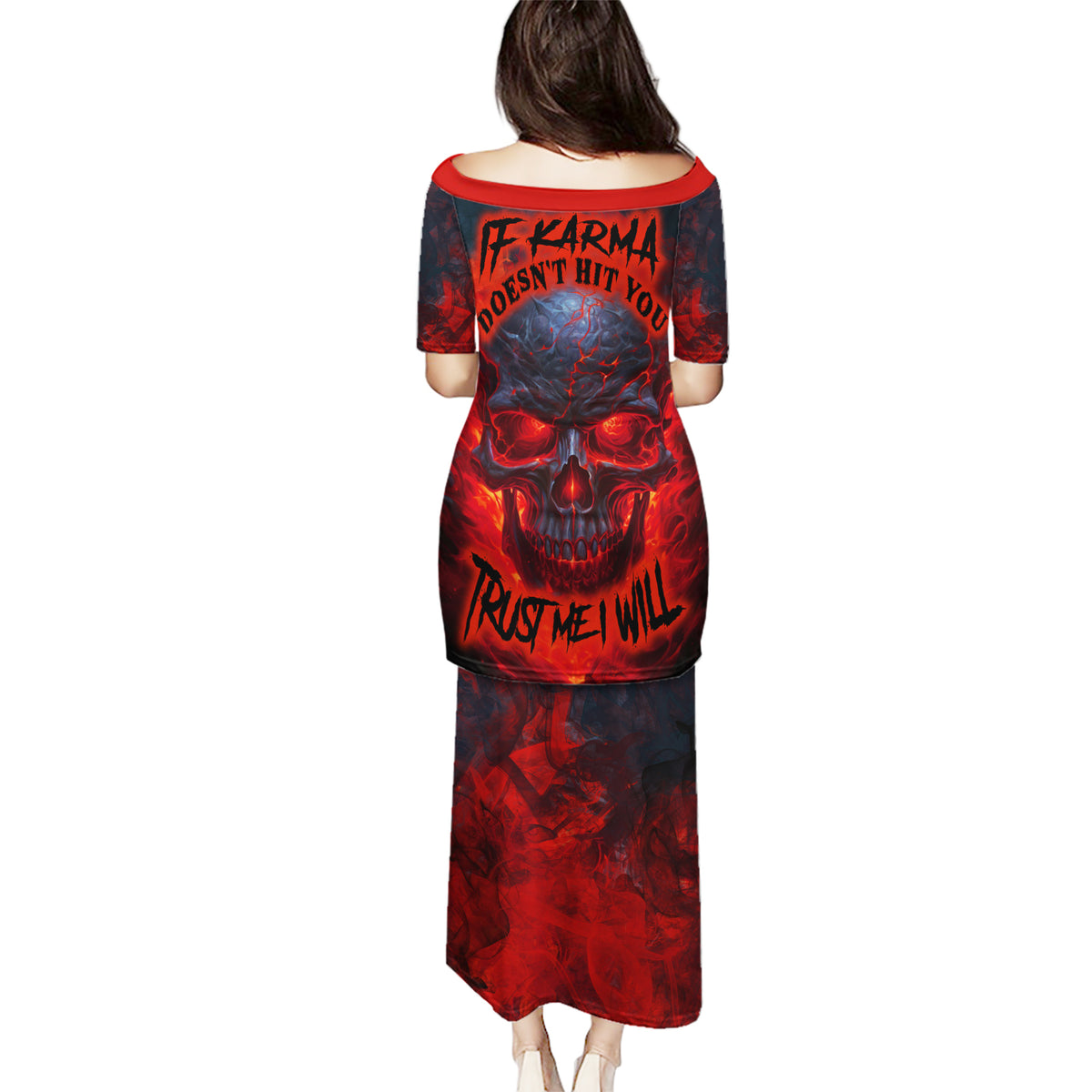 Horror Skull Puletasi If Karma Doesn't Hit You Trust me I Will - Wonder Print Shop