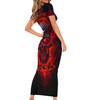 Horror Skull Short Sleeve Bodycon Dress If Karma Doesn't Hit You Trust me I Will - Wonder Print Shop