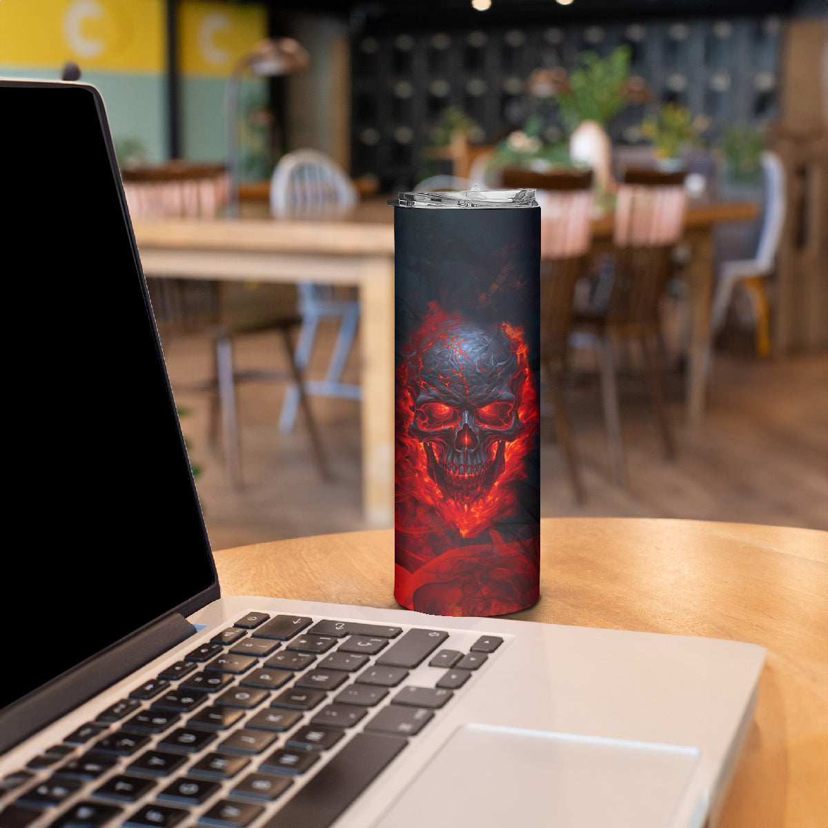 Horror Skull Skinny Tumbler If Karma Doesn't Hit You Trust me I Will - Wonder Print Shop
