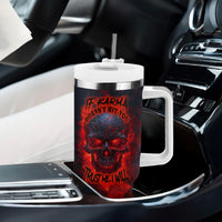 Horror Skull Tumbler With Handle If Karma Doesn't Hit You Trust me I Will - Wonder Print Shop