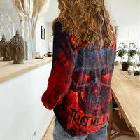 Horror Skull Women Casual Shirt If Karma Doesn't Hit You Trust me I Will - Wonder Print Shop