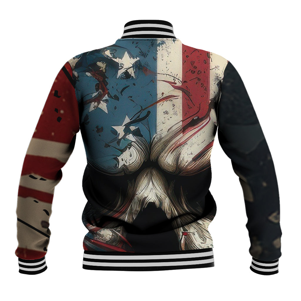 American Flag Skull Baseball Jacket I'm Not Anti - Social I'm Just Not User Friendly - Wonder Print Shop