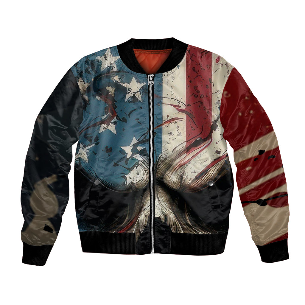 American Flag Skull Bomber Jacket I'm Not Anti - Social I'm Just Not User Friendly - Wonder Print Shop