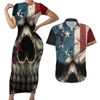 American Flag Skull Couples Matching Short Sleeve Bodycon Dress and Hawaiian Shirt I'm Not Anti - Social I'm Just Not User Friendly - Wonder Print Shop