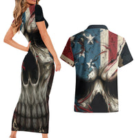 American Flag Skull Couples Matching Short Sleeve Bodycon Dress and Hawaiian Shirt I'm Not Anti - Social I'm Just Not User Friendly - Wonder Print Shop