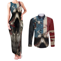 American Flag Skull Couples Matching Tank Maxi Dress and Long Sleeve Button Shirts I'm Not Anti - Social I'm Just Not User Friendly - Wonder Print Shop