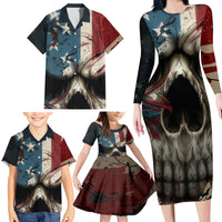 American Flag Skull Family Matching Long Sleeve Bodycon Dress and Hawaiian Shirt I'm Not Anti - Social I'm Just Not User Friendly - Wonder Print Shop