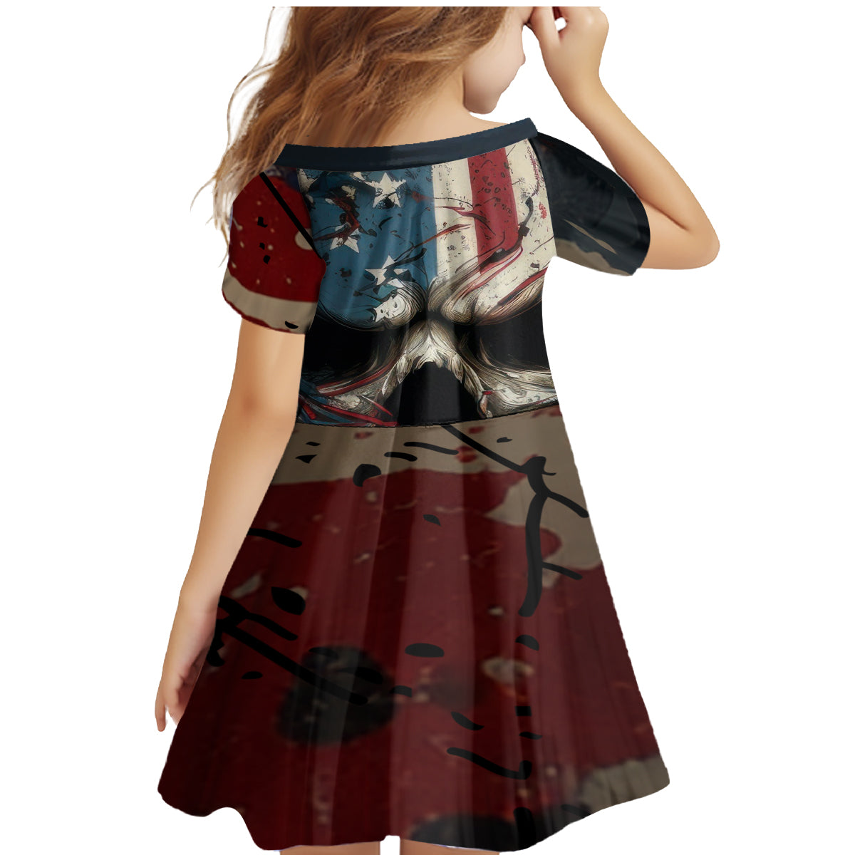 American Flag Skull Family Matching Mermaid Dress and Hawaiian Shirt I'm Not Anti - Social I'm Just Not User Friendly - Wonder Print Shop