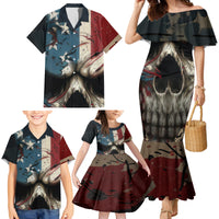 American Flag Skull Family Matching Mermaid Dress and Hawaiian Shirt I'm Not Anti - Social I'm Just Not User Friendly - Wonder Print Shop
