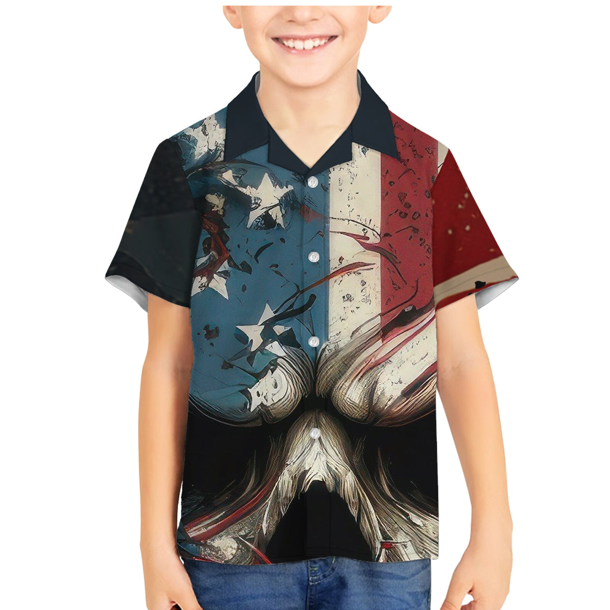 American Flag Skull Family Matching Mermaid Dress and Hawaiian Shirt I'm Not Anti - Social I'm Just Not User Friendly - Wonder Print Shop