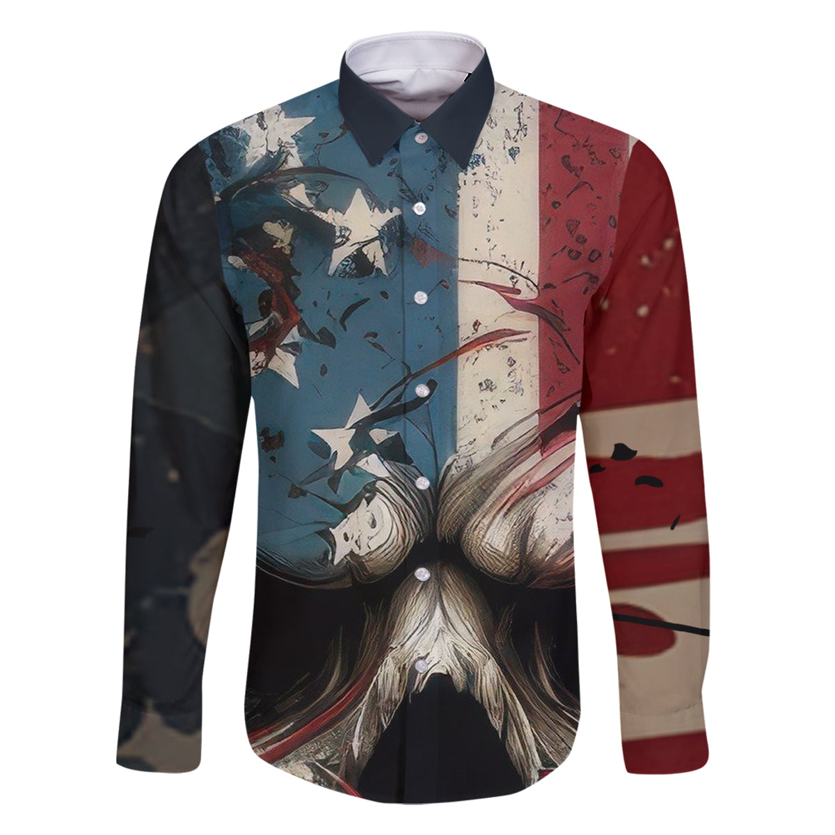 American Flag Skull Family Matching Off Shoulder Long Sleeve Dress and Hawaiian Shirt I'm Not Anti - Social I'm Just Not User Friendly - Wonder Print Shop