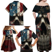 American Flag Skull Family Matching Off Shoulder Maxi Dress and Hawaiian Shirt I'm Not Anti - Social I'm Just Not User Friendly - Wonder Print Shop