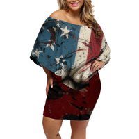 American Flag Skull Family Matching Off Shoulder Short Dress and Hawaiian Shirt I'm Not Anti - Social I'm Just Not User Friendly - Wonder Print Shop