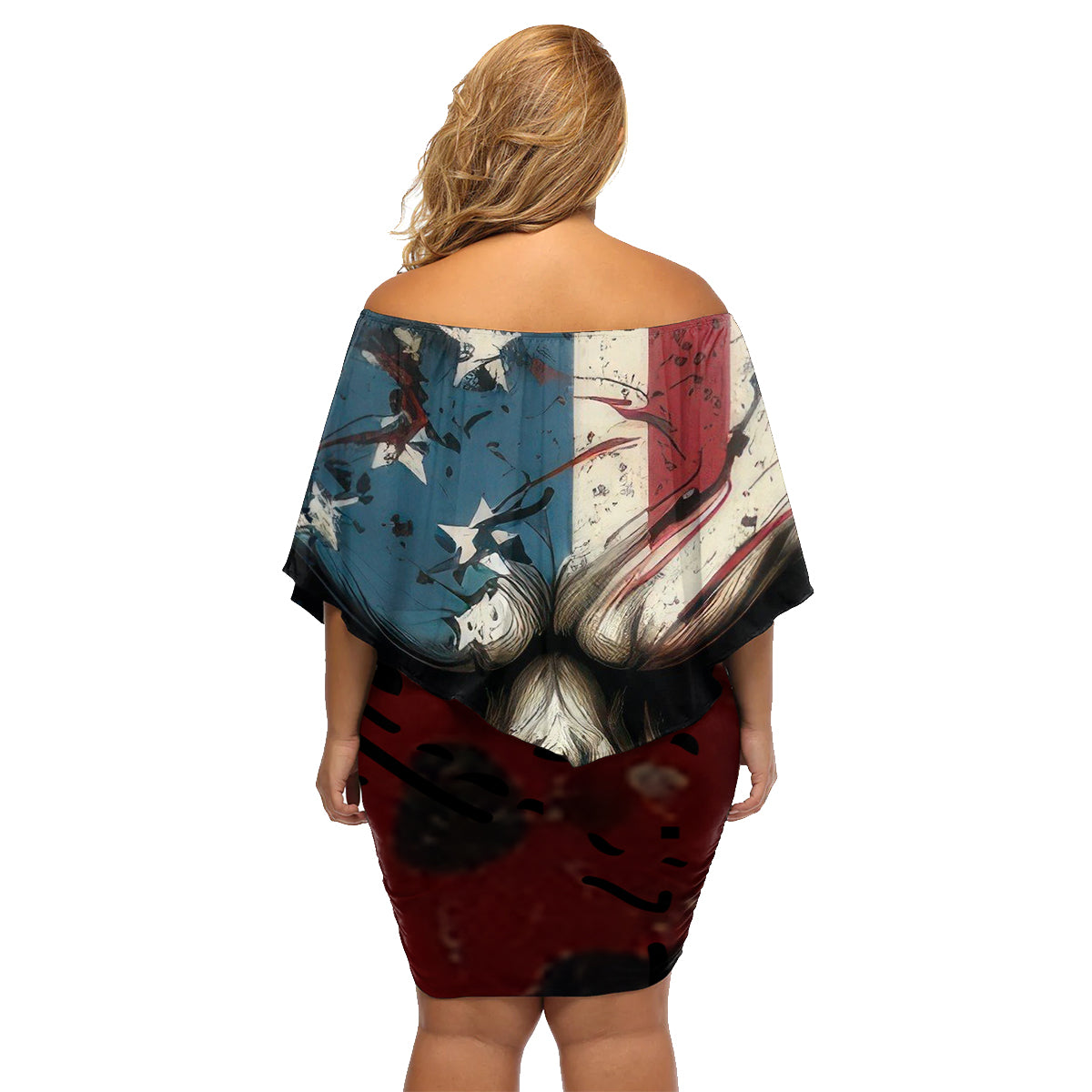American Flag Skull Family Matching Off Shoulder Short Dress and Hawaiian Shirt I'm Not Anti - Social I'm Just Not User Friendly - Wonder Print Shop