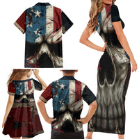 American Flag Skull Family Matching Short Sleeve Bodycon Dress and Hawaiian Shirt I'm Not Anti - Social I'm Just Not User Friendly - Wonder Print Shop