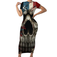 American Flag Skull Family Matching Short Sleeve Bodycon Dress and Hawaiian Shirt I'm Not Anti - Social I'm Just Not User Friendly - Wonder Print Shop