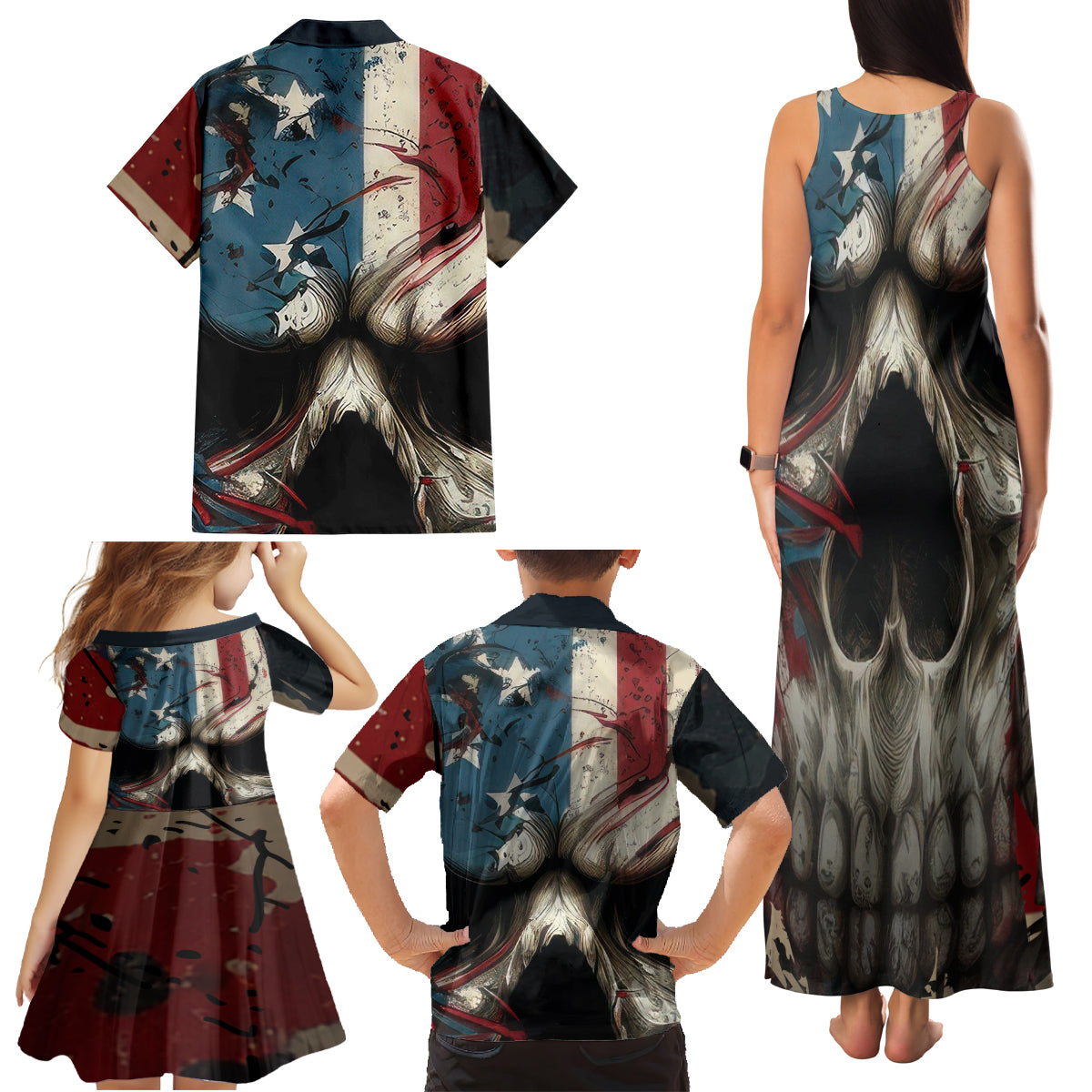 American Flag Skull Family Matching Tank Maxi Dress and Hawaiian Shirt I'm Not Anti - Social I'm Just Not User Friendly - Wonder Print Shop