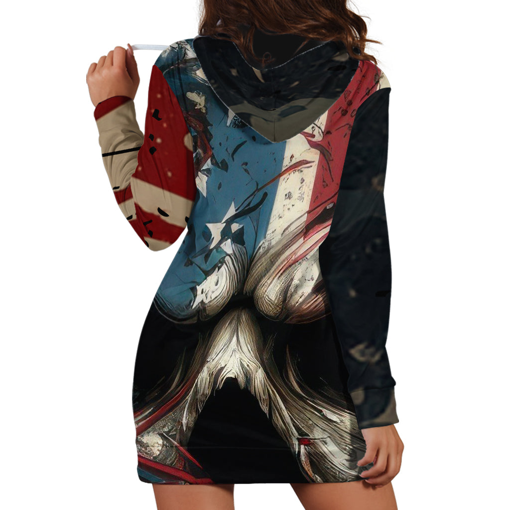 American Flag Skull Hoodie Dress I'm Not Anti - Social I'm Just Not User Friendly - Wonder Print Shop
