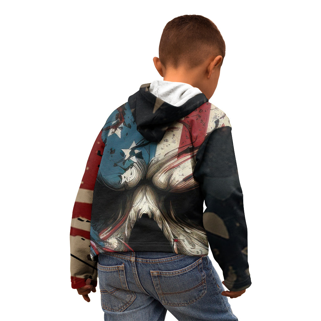 American Flag Skull Kid Hoodie I'm Not Anti - Social I'm Just Not User Friendly - Wonder Print Shop