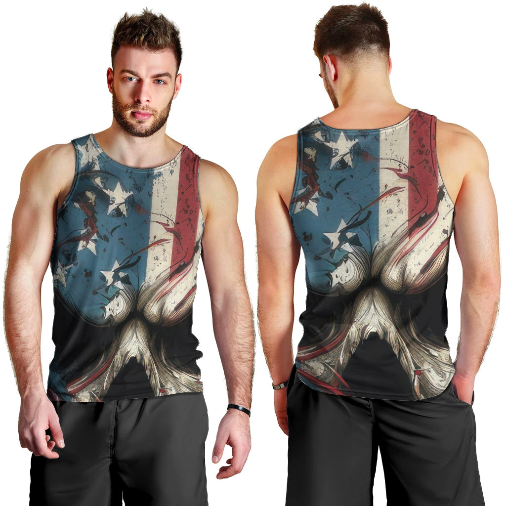 American Flag Skull Men Tank Top I'm Not Anti - Social I'm Just Not User Friendly - Wonder Print Shop