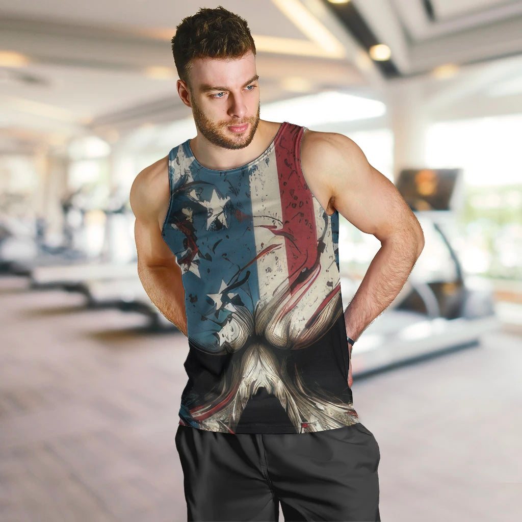 American Flag Skull Men Tank Top I'm Not Anti - Social I'm Just Not User Friendly - Wonder Print Shop