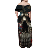 American Flag Skull Off Shoulder Maxi Dress I'm Not Anti - Social I'm Just Not User Friendly - Wonder Print Shop