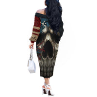 American Flag Skull Off The Shoulder Long Sleeve Dress I'm Not Anti - Social I'm Just Not User Friendly - Wonder Print Shop
