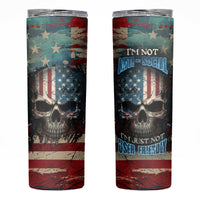 American Flag Skull Skinny Tumbler I'm Not Anti - Social I'm Just Not User Friendly - Wonder Print Shop