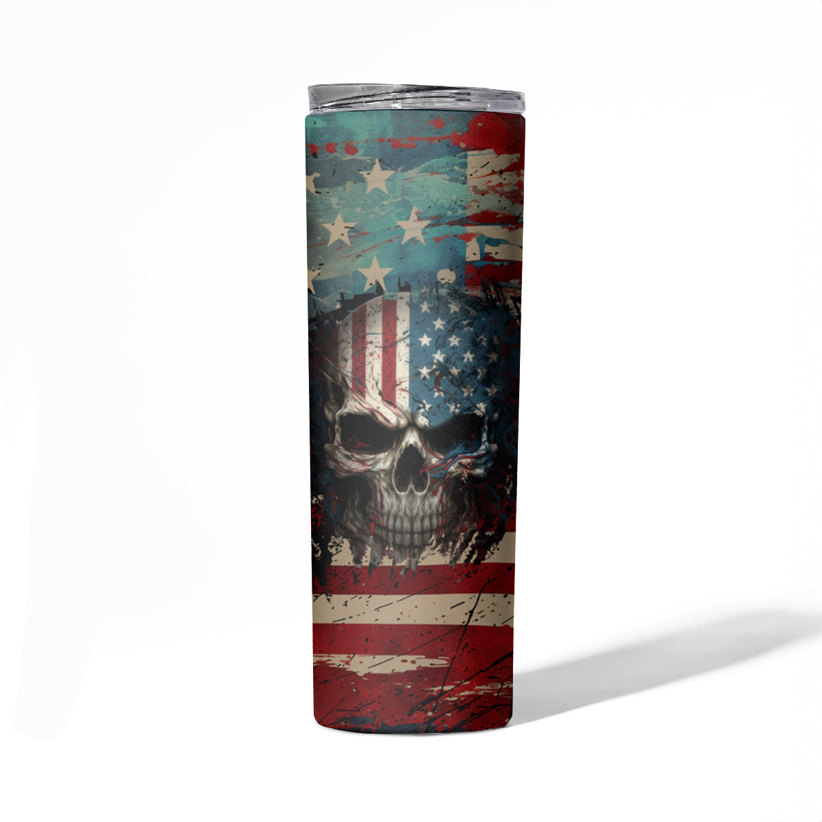American Flag Skull Skinny Tumbler I'm Not Anti - Social I'm Just Not User Friendly - Wonder Print Shop
