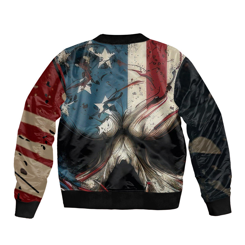 American Flag Skull Sleeve Zip Bomber Jacket I'm Not Anti - Social I'm Just Not User Friendly - Wonder Print Shop