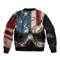 American Flag Skull Sleeve Zip Bomber Jacket I'm Not Anti - Social I'm Just Not User Friendly - Wonder Print Shop
