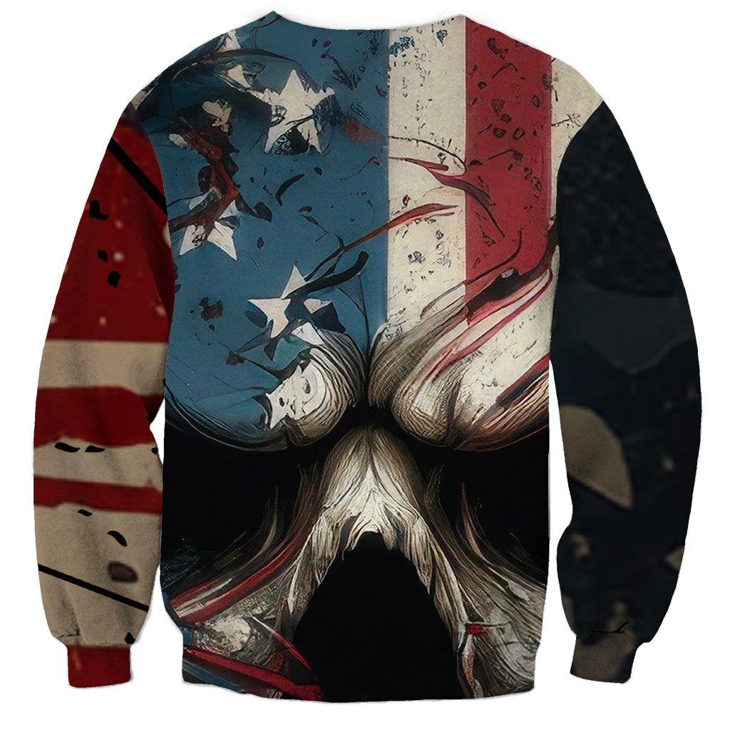 American Flag Skull Sweatshirt I'm Not Anti - Social I'm Just Not User Friendly - Wonder Print Shop