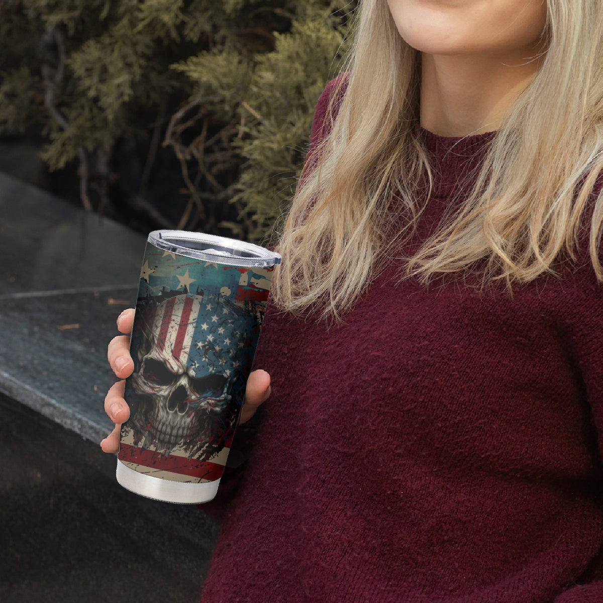 American Flag Skull Tumbler Cup I'm Not Anti - Social I'm Just Not User Friendly - Wonder Print Shop