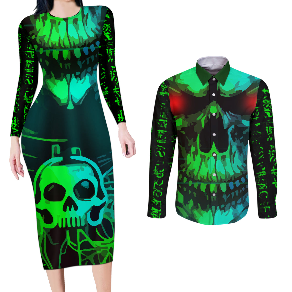 I Fing Hate These People Couples Matching Long Sleeve Bodycon Dress and Long Sleeve Button Shirts - Wonder Print Shop