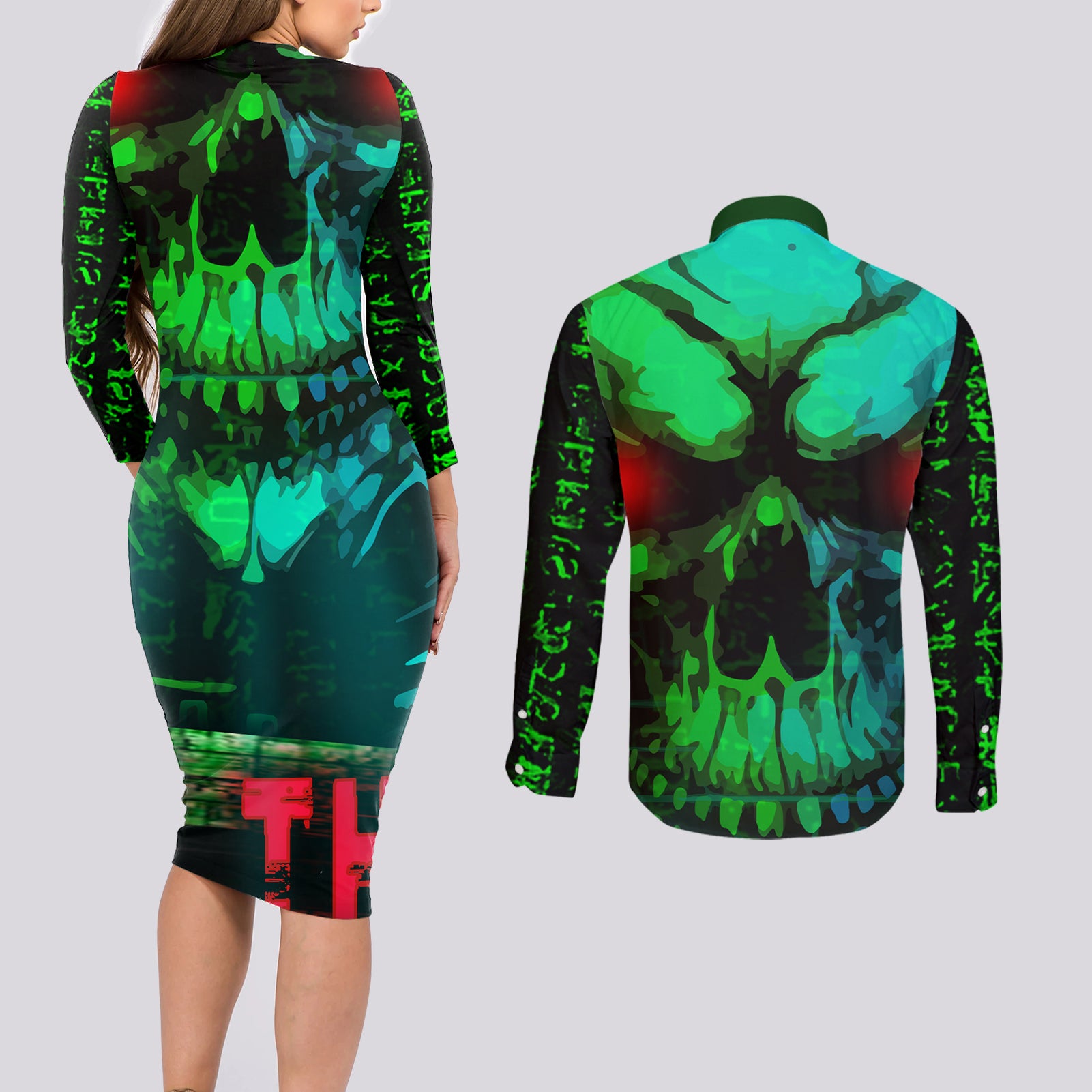 I Fing Hate These People Couples Matching Long Sleeve Bodycon Dress and Long Sleeve Button Shirts - Wonder Print Shop