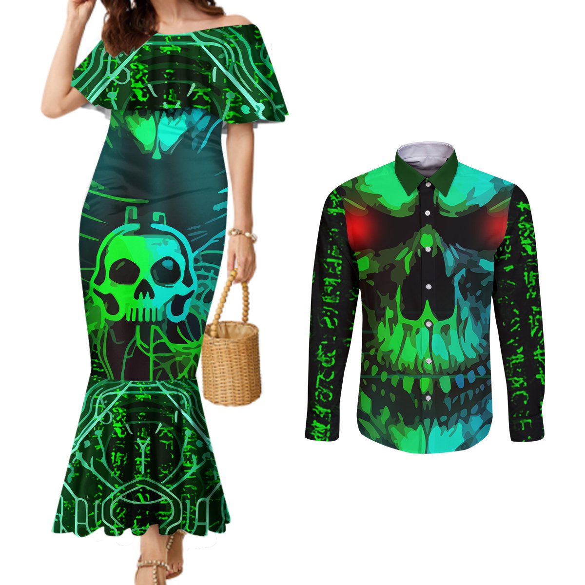 i-fing-hate-these-people-couples-matching-mermaid-dress-and-long-sleeve-button-shirts