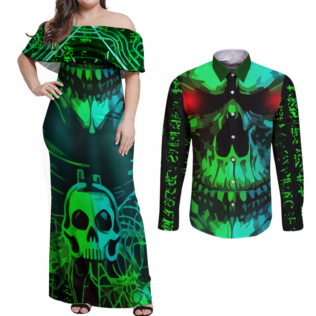 I Fing Hate These People Couples Matching Off Shoulder Maxi Dress and Long Sleeve Button Shirts - Wonder Print Shop